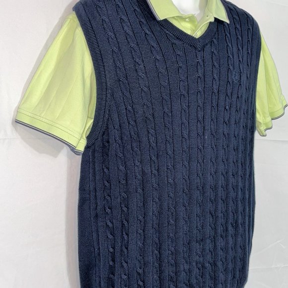 Men L SADDLEBRED Golf Shirt CHAPS Sweater Vest SET - Picture 2 of 9